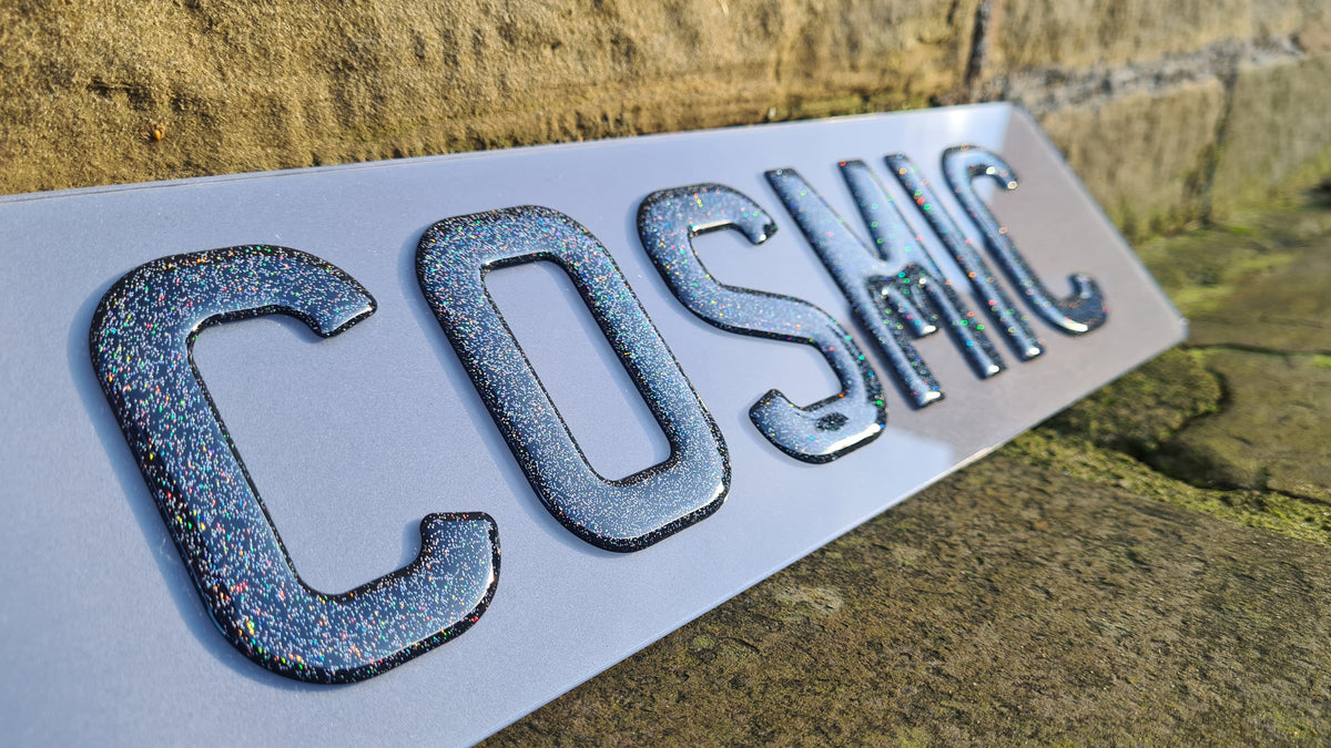 3D Glitter Blue Gel Number Plates Gel Number Plates PL8 LAB
