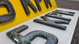 Cosmic Glitter on 4D Gel Number Plates