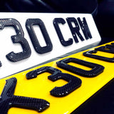 4D Carbon on Black Laser Cut Number Plate-PL8 LAB