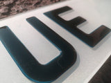 3D Glitter Blue Gel Number Plates