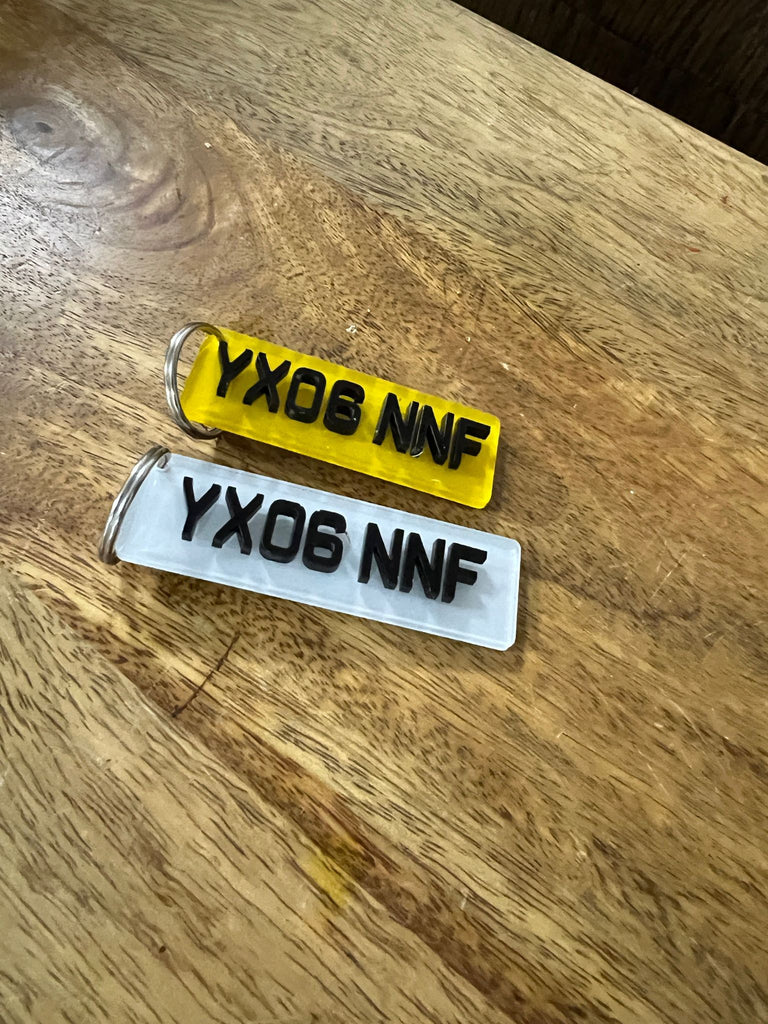 Personalised number plate keyrings being dispatched today