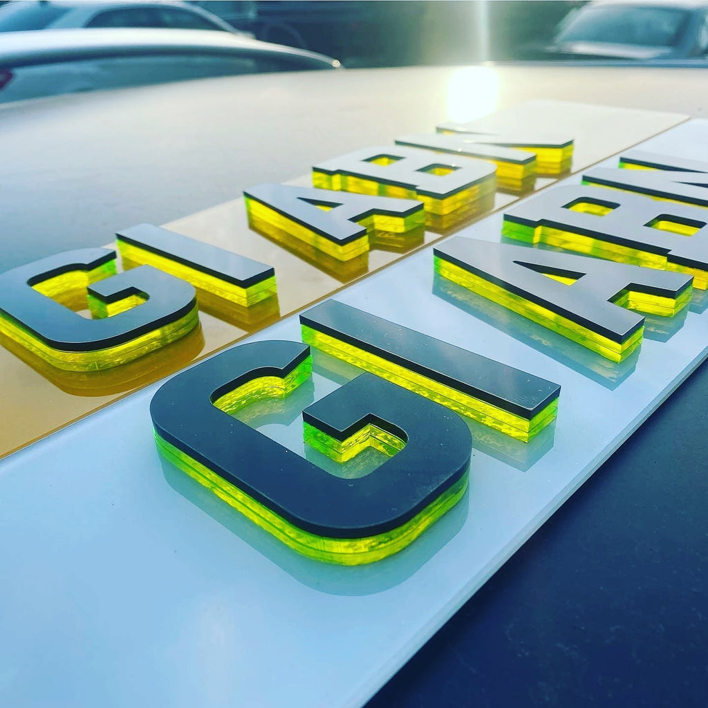 Our neon 4D plates can come with 3D or 4D on top