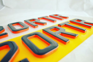 Dual layer neon 4D plates in red