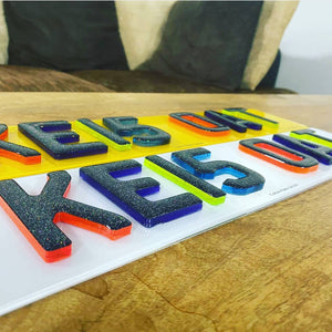 Multicoloured neon 4D plates with glitter look amazing!