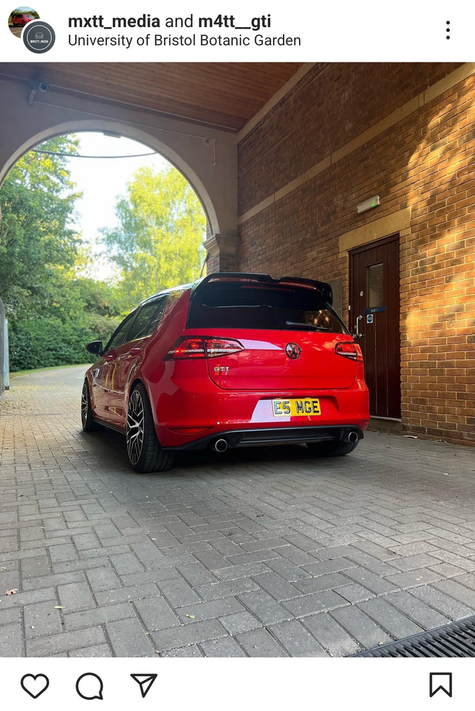 Tornado red VW Golf GTI with some legal 3D gel plates