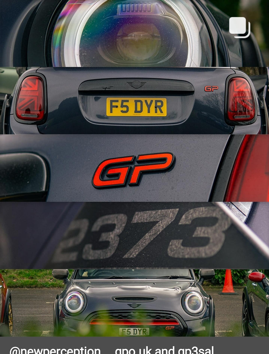 Mini Rear Number Plate Mini Cooper GP3 with some short number plates – PL8 LAB