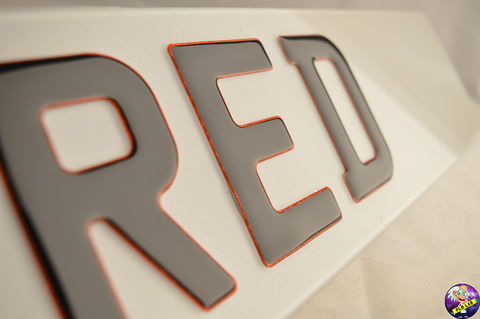 3D Glitter Red Gel Number Plates