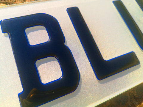 3D Glitter Blue Gel Number Plates